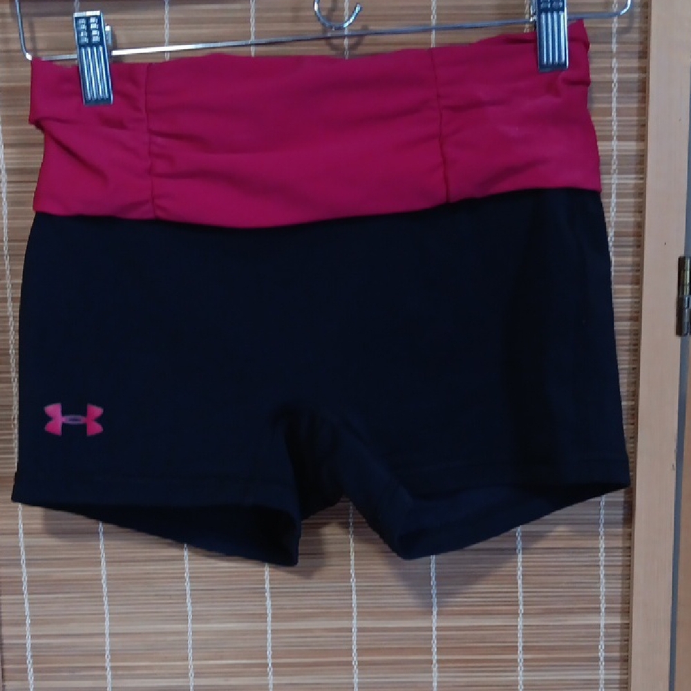Under Armour Women's Athletic Shorts - Black with Pink Waistband
